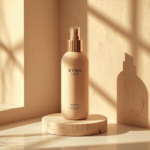 Kyma Luxe Wave-Enhancing Spray in nude fles met gouden dop, luxe haarverzorging voor golvend haar, 150 ml.