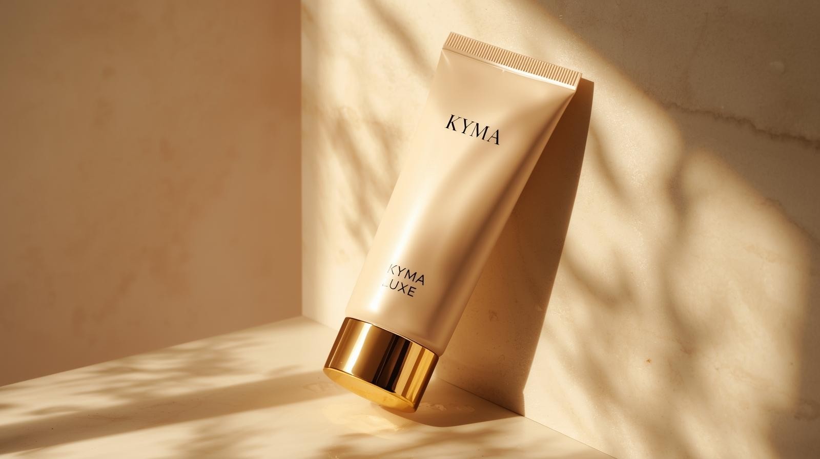 Kyma Luxe Lightweight Wave Cream in nude pot met gouden deksel, luxe haarverzorging voor golvend haar, 200 ml.